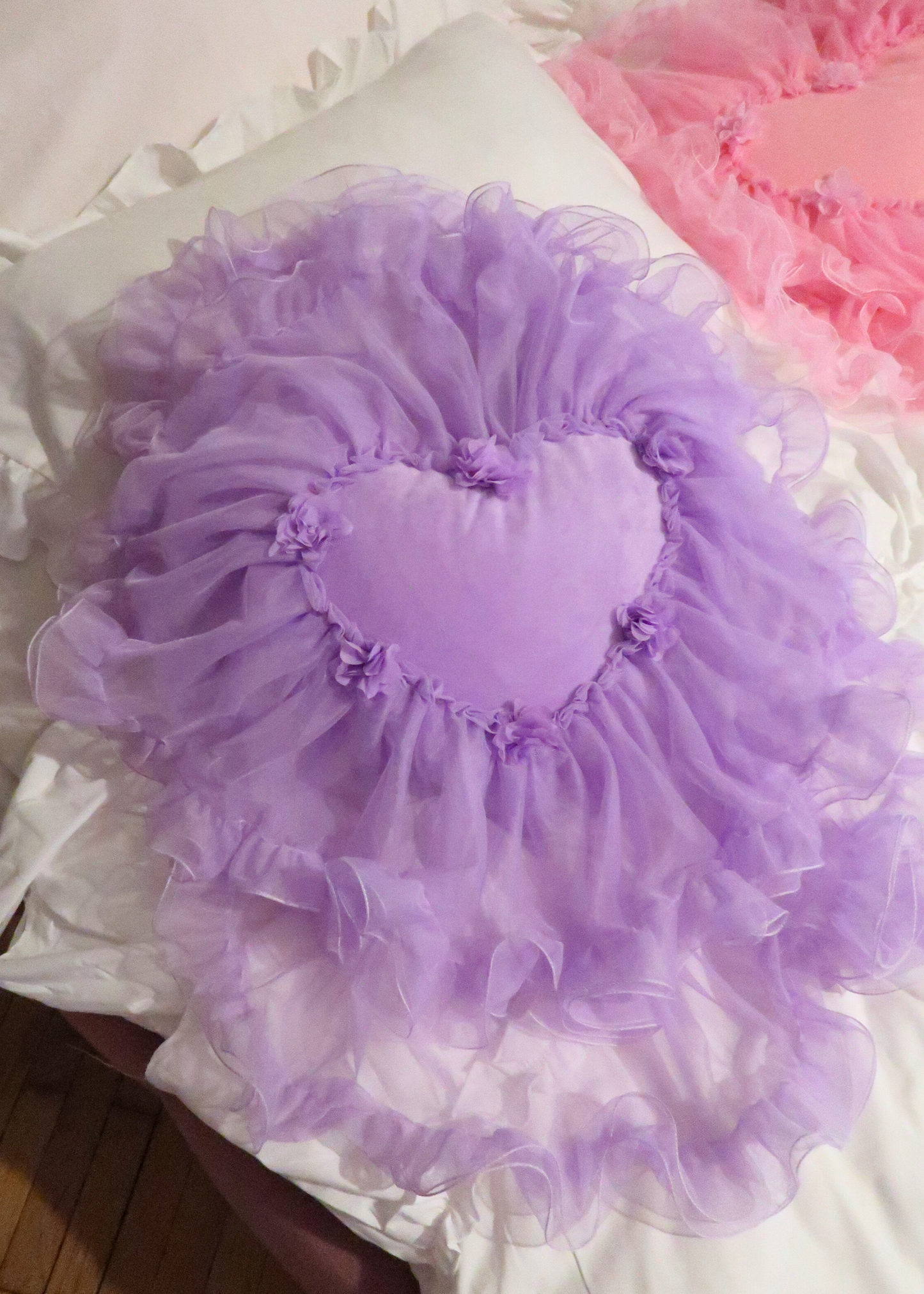 LILAC HEART PILLOW WITH A SKIRT