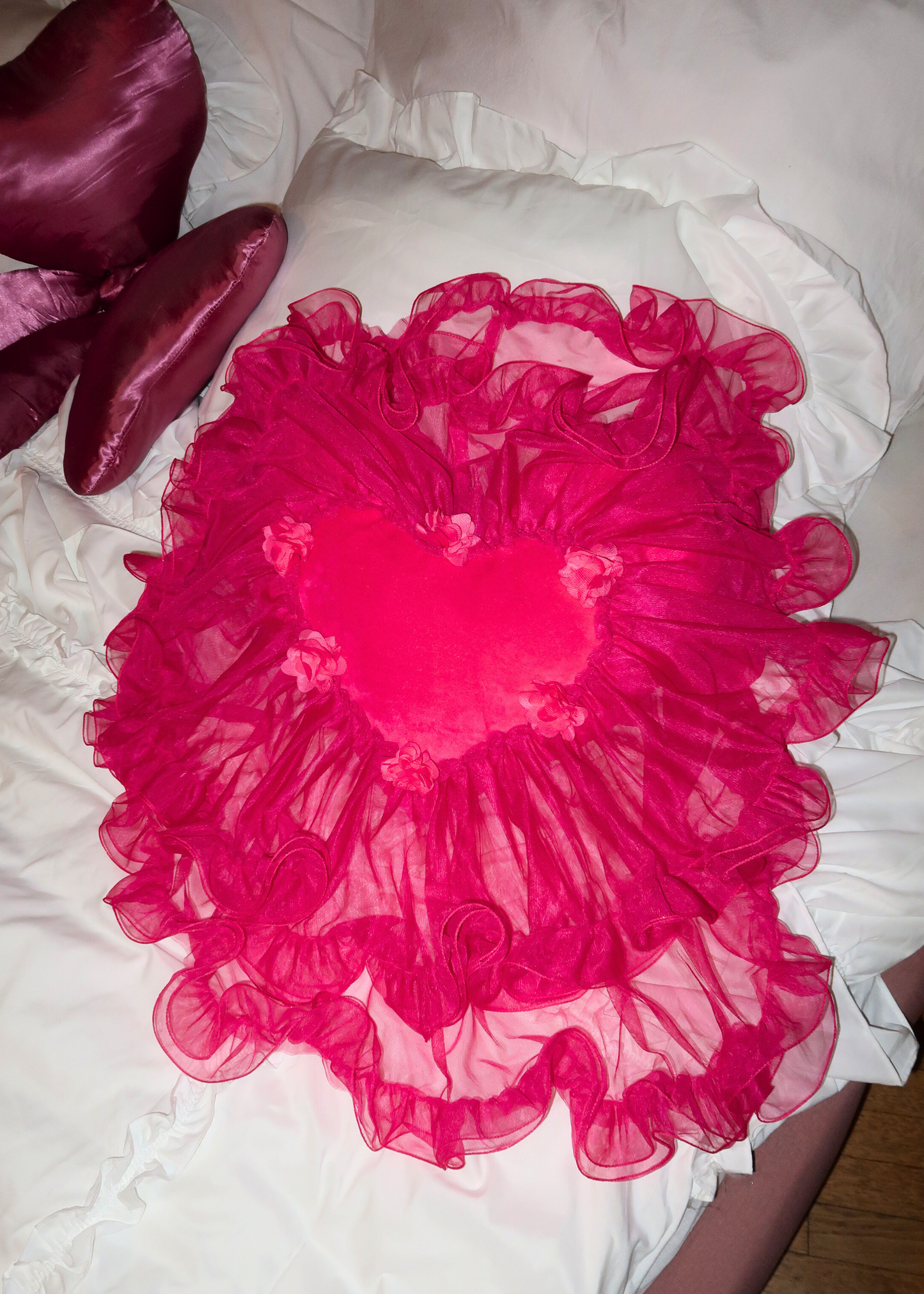 HOT BERRY HEART PILLOW WITH A SKIRT