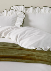 Povlečení krémové se zelenými detaily 200x200cm
