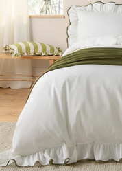 Povlečení krémové se zelenými detaily 200x200cm