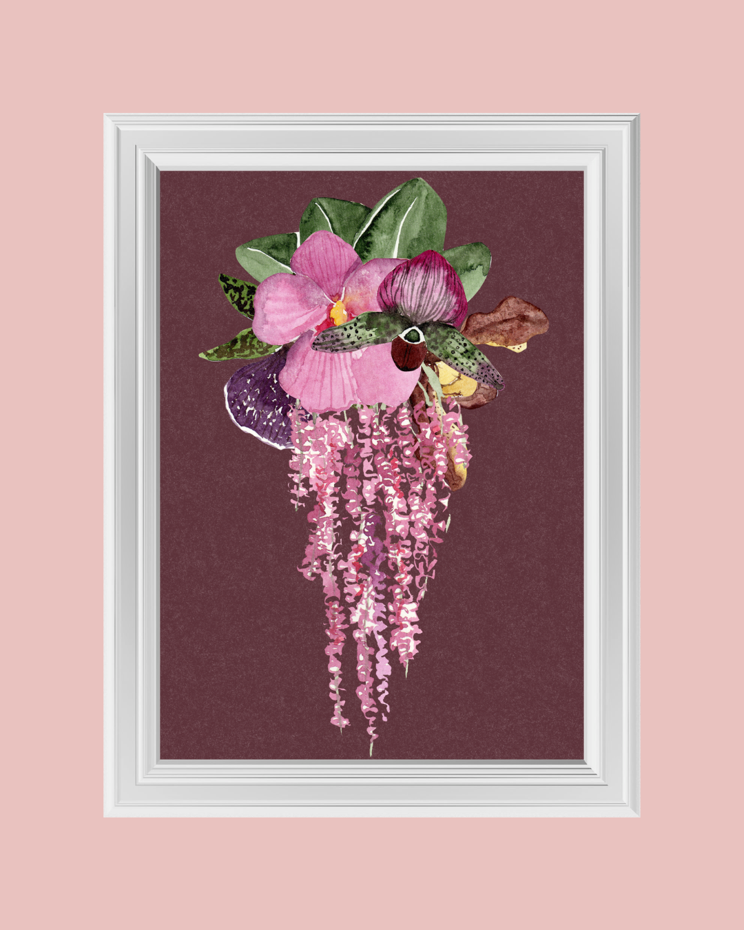 Pink Orchids Dark art print
