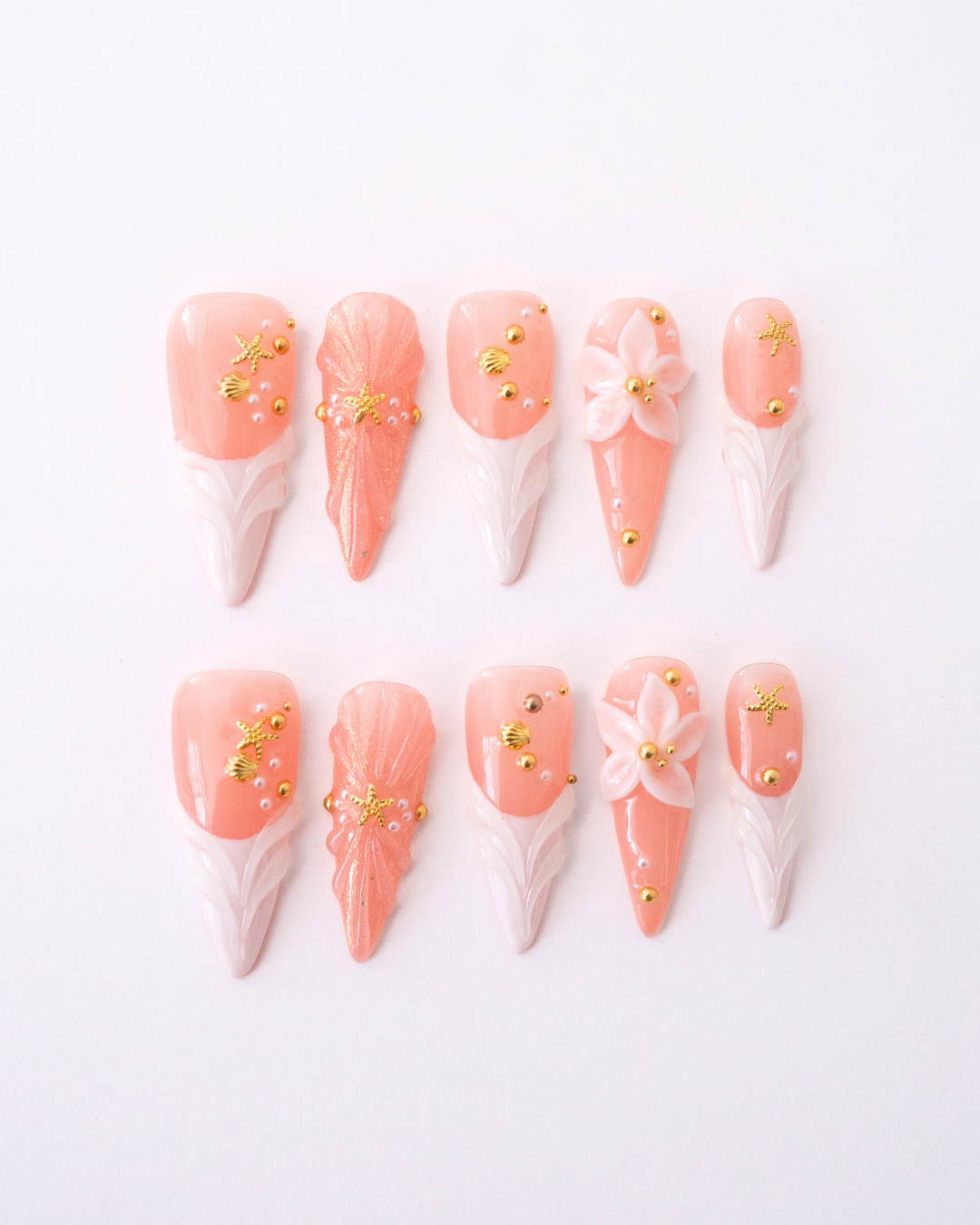 Seashell Muse - stiletto - set press on nehtů 10ks