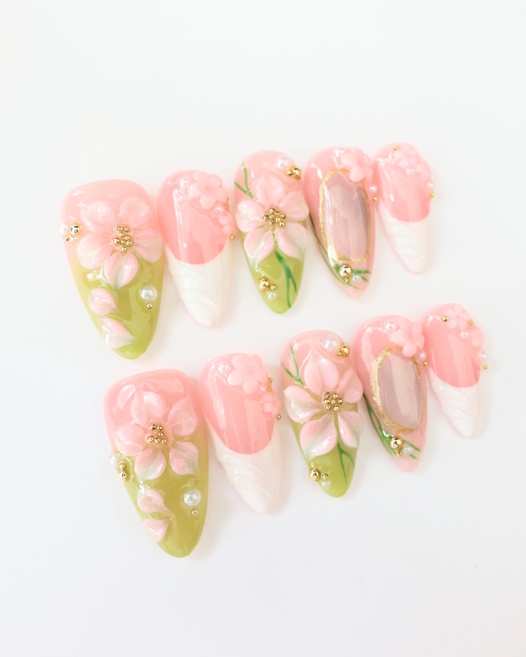 Magnolia Kiss - set press on nehtů 10ks - almond