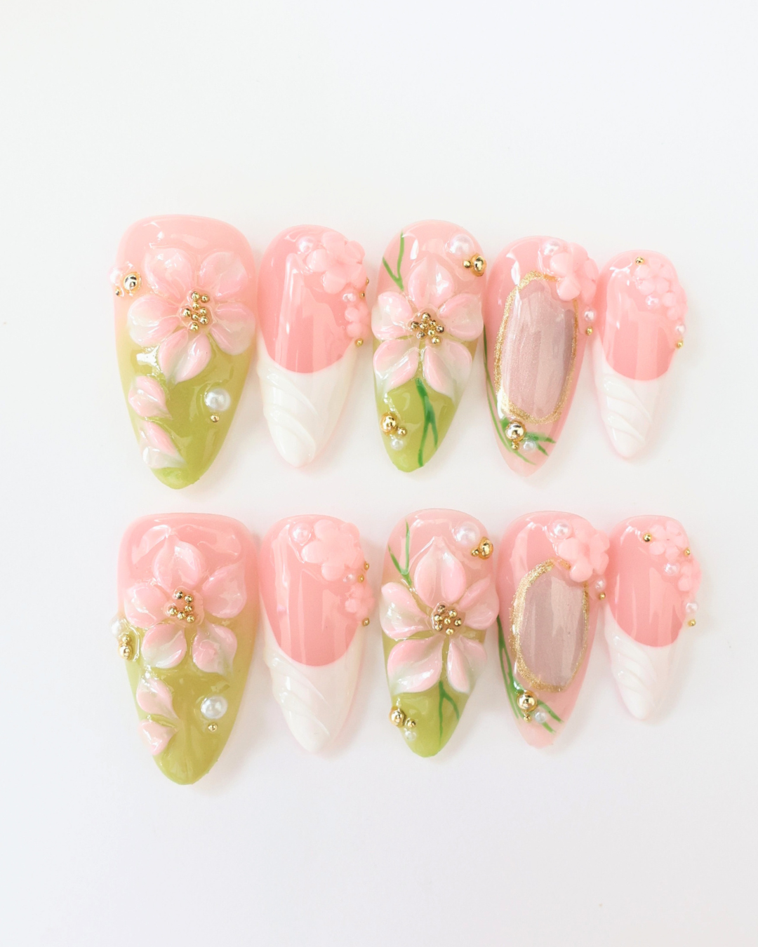 Magnolia Kiss - set press on nehtů 10ks - almond
