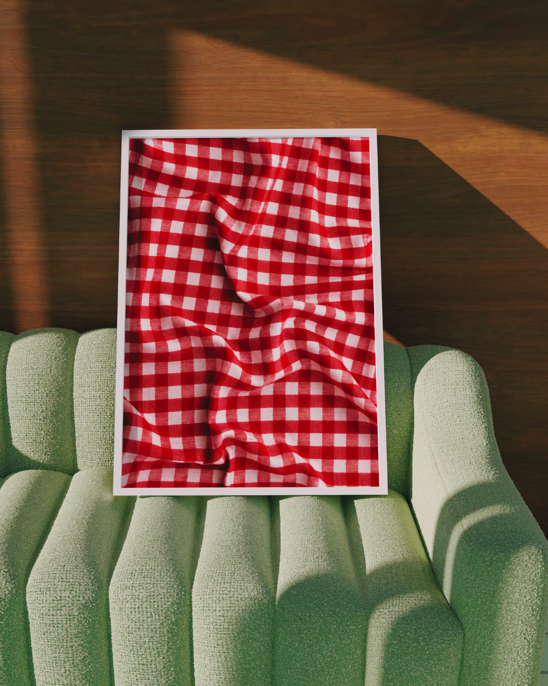 Red Gingham Fabric art print