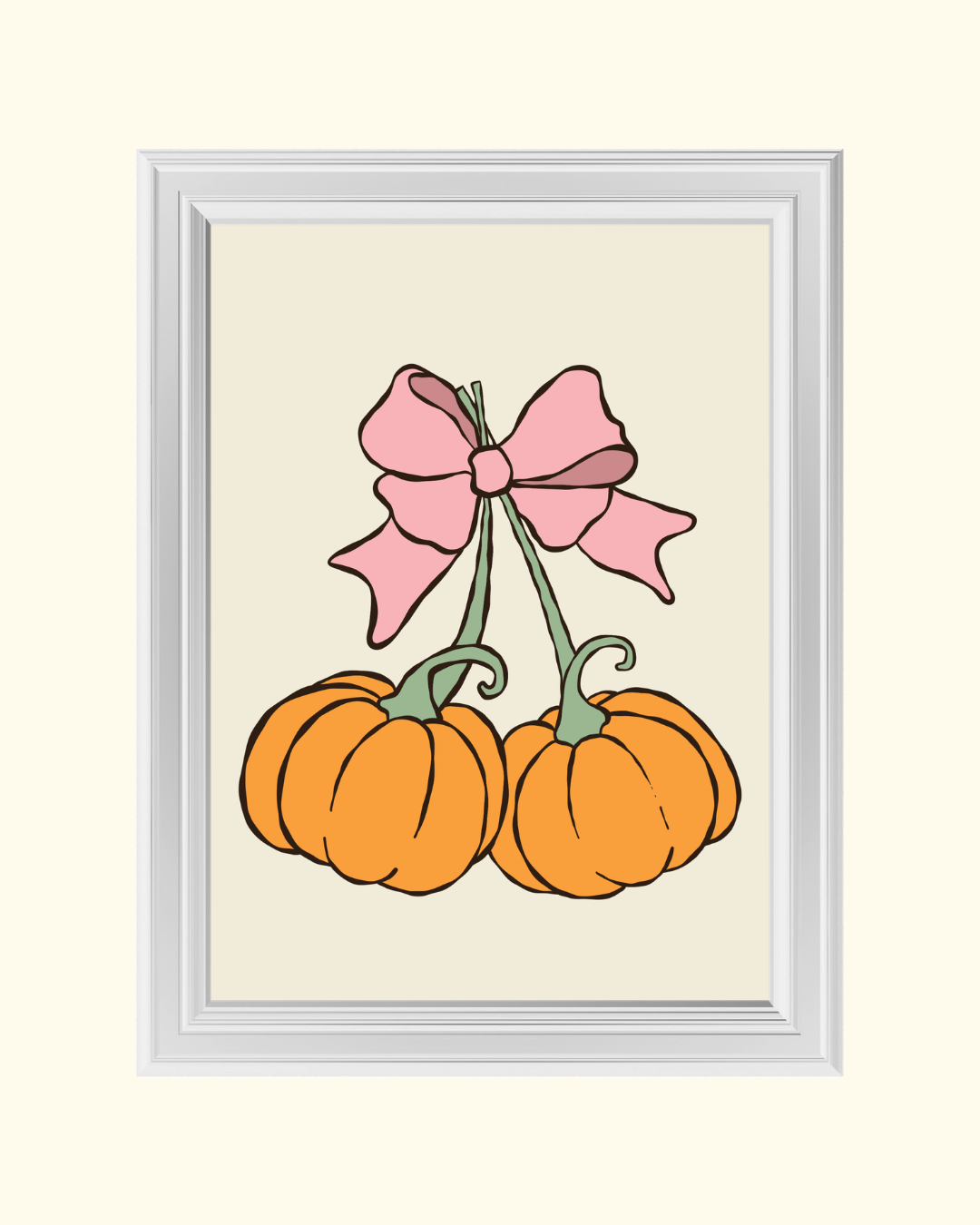 PUMPKING WITH A PINK BOW art print