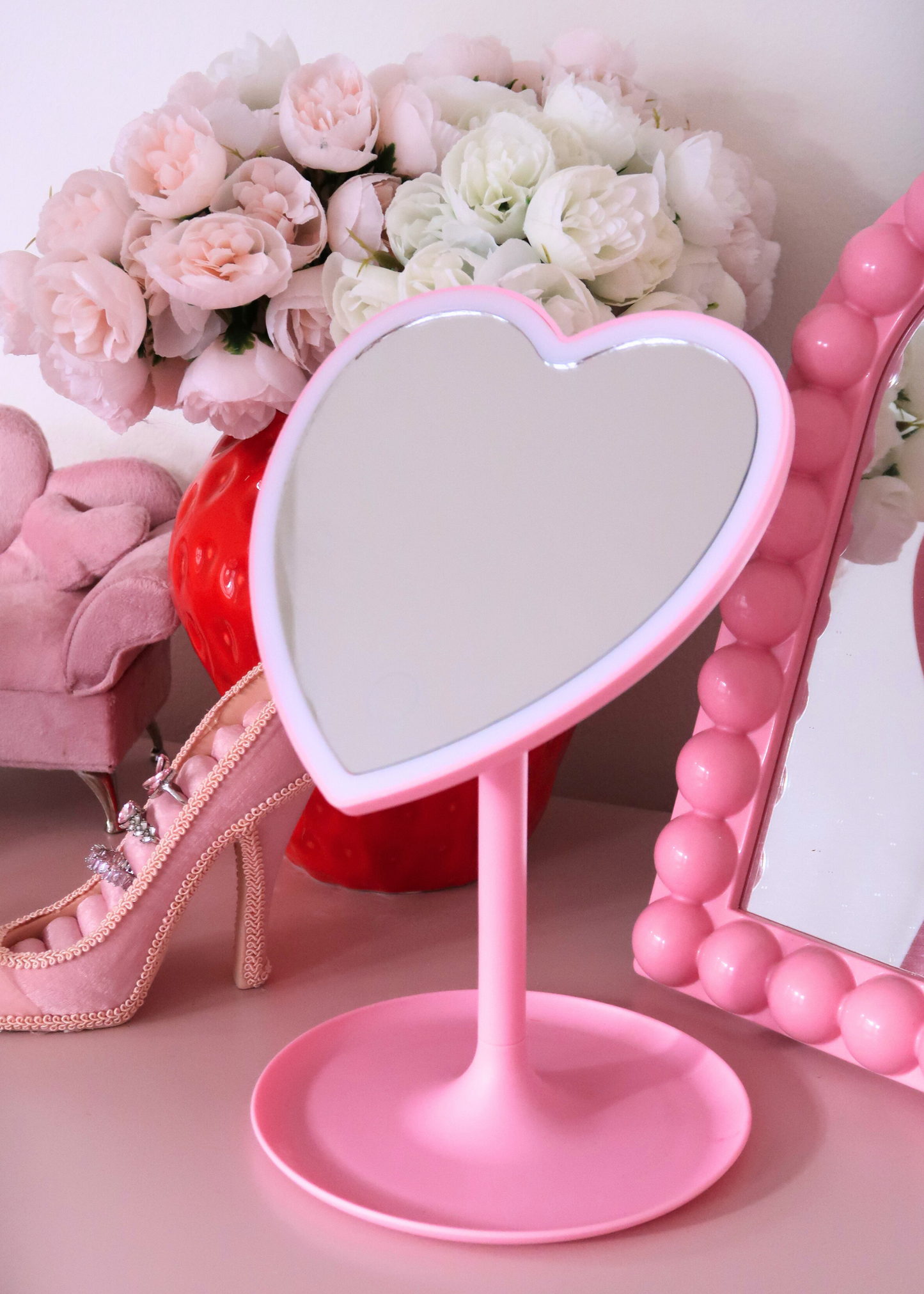 HEART DESKTOP MIRROR WITH LED LIGHT