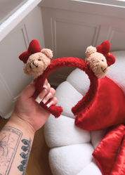 CUTE BEARS WITH RED BOWS HEADBAND