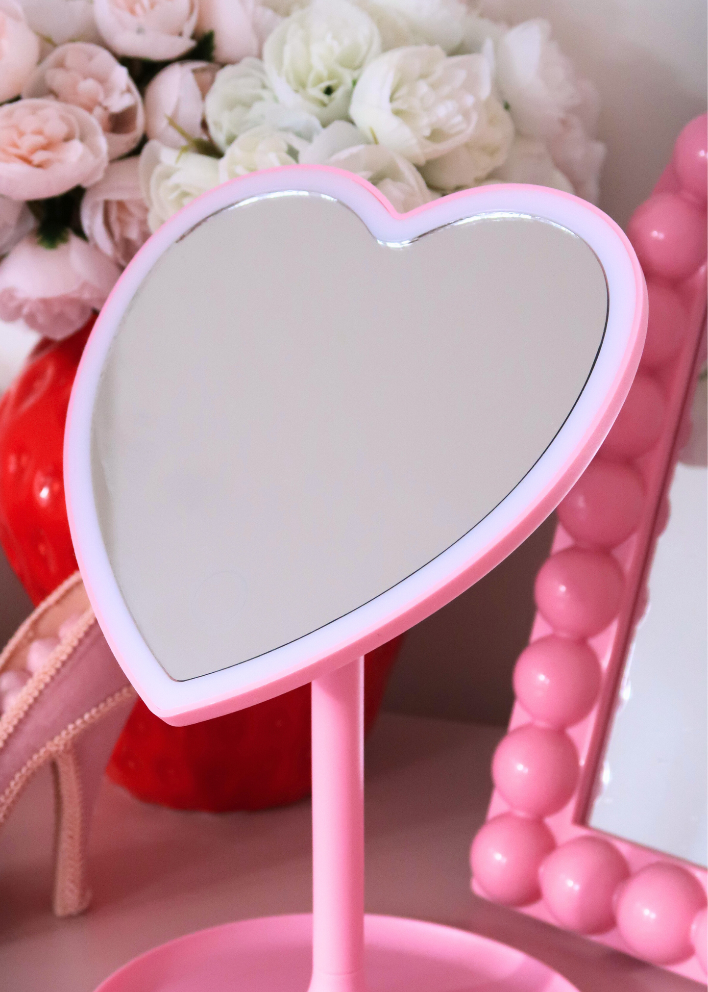 HEART DESKTOP MIRROR WITH LED LIGHT