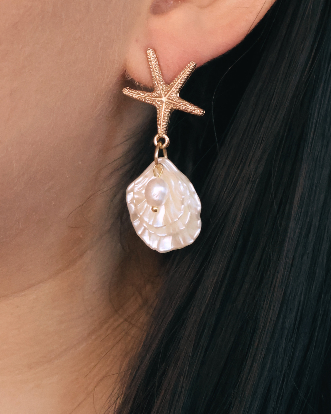Starfish & Pearl náušnice