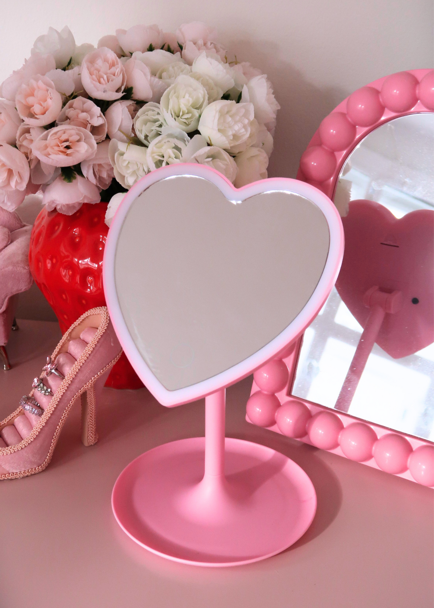 HEART DESKTOP MIRROR WITH LED LIGHT