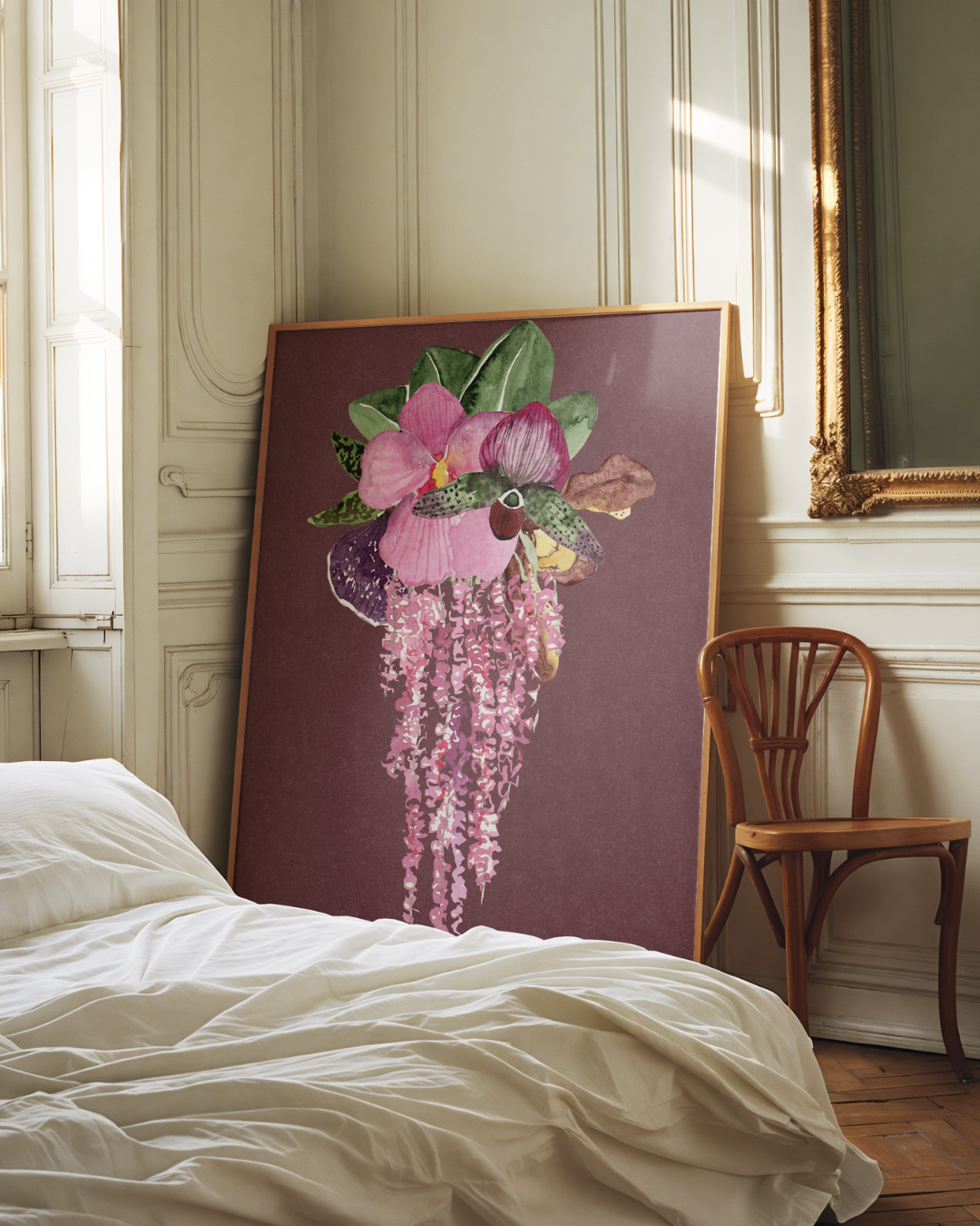 Pink Orchids Dark art print