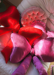 PINK SATIN BOW PILLOW