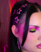 Růžové glitter sponky ve tvaru hvězd
