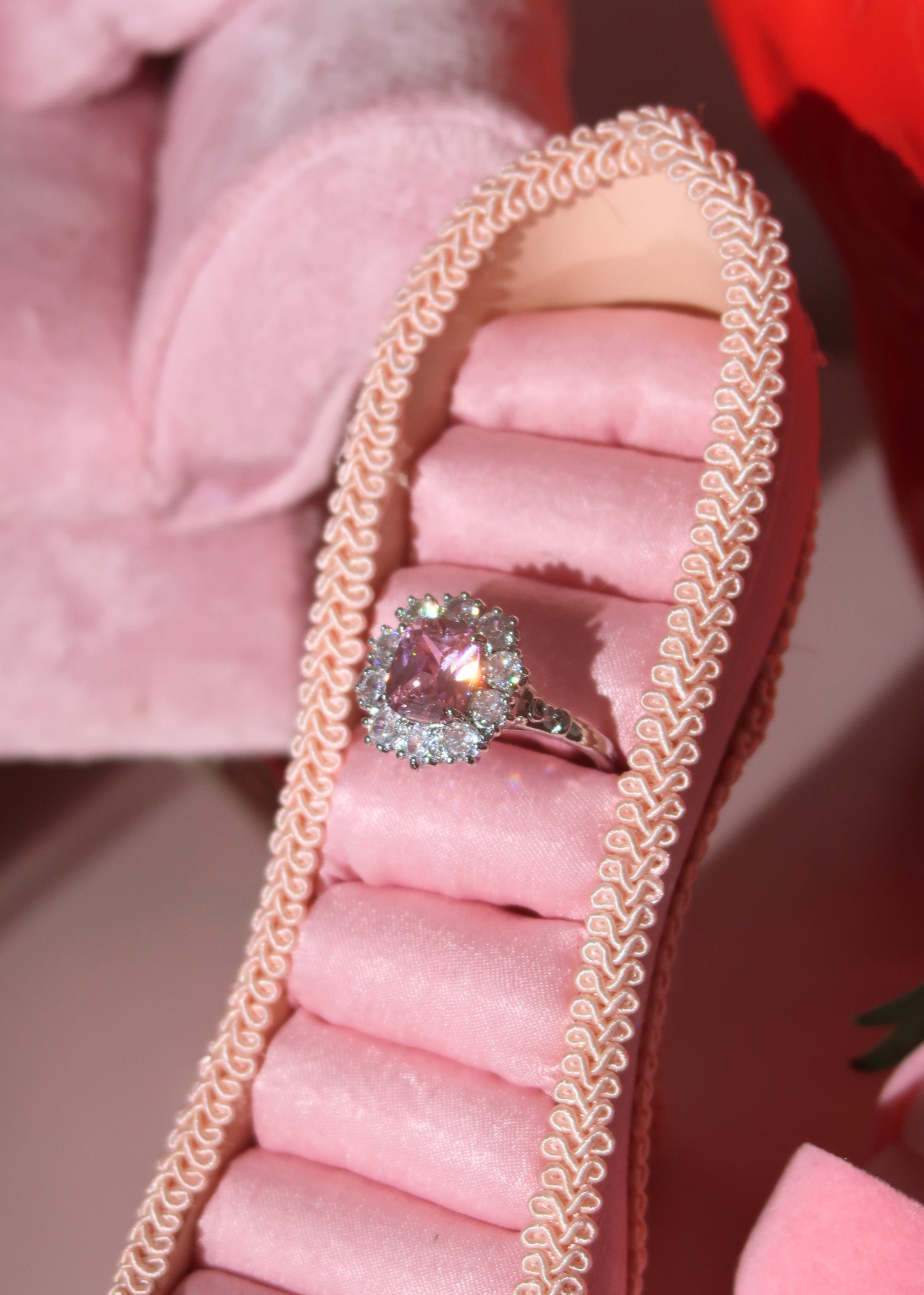 PINK AND WHITE SPARKLY ring