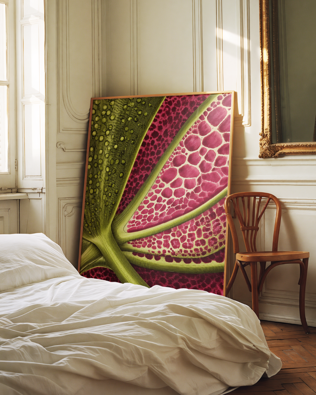 Pink Green Botanical art print