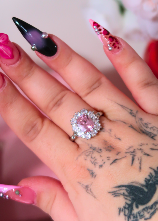 PINK AND WHITE SPARKLY ring