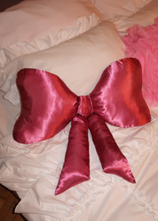 PINK SATIN BOW PILLOW