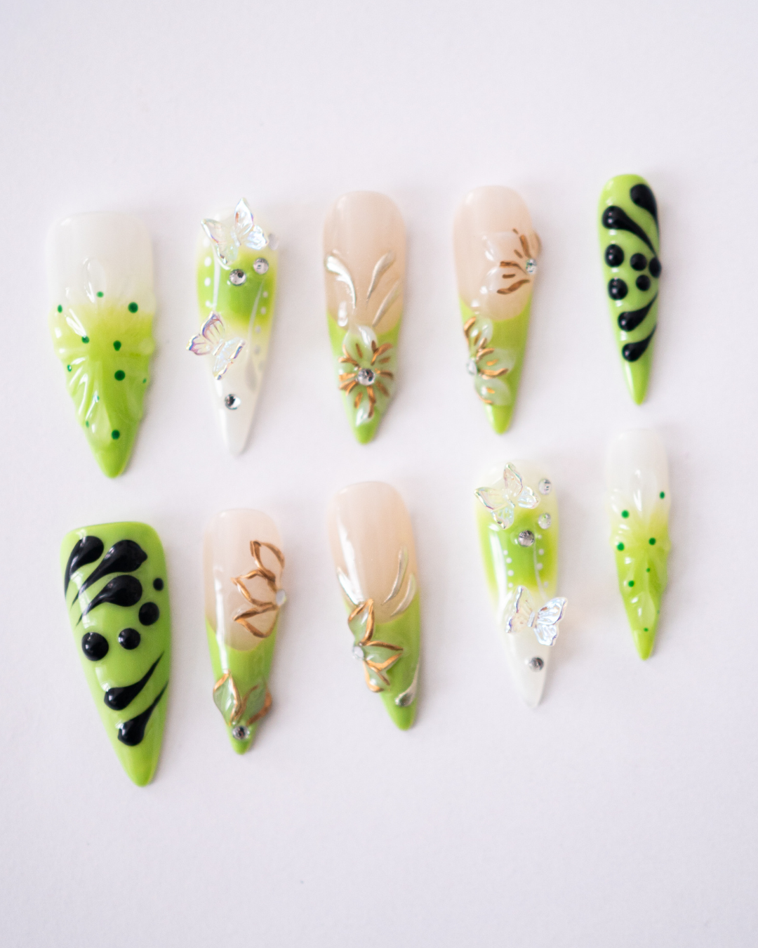 Lime Bloom - set press on nehtů 10ks