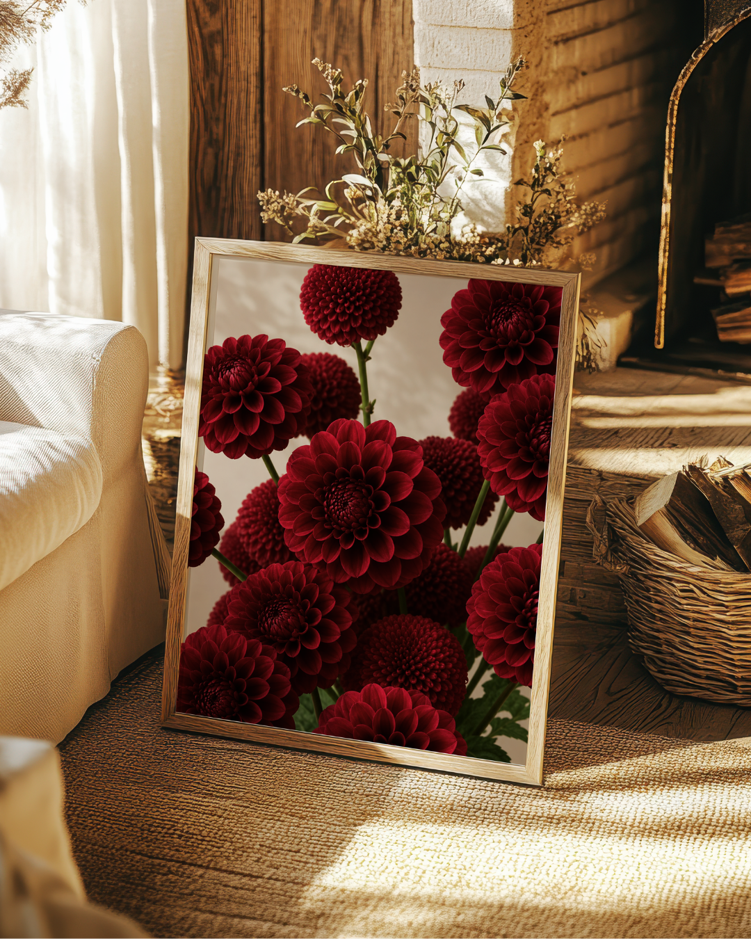 Burgundy Dahlias art print