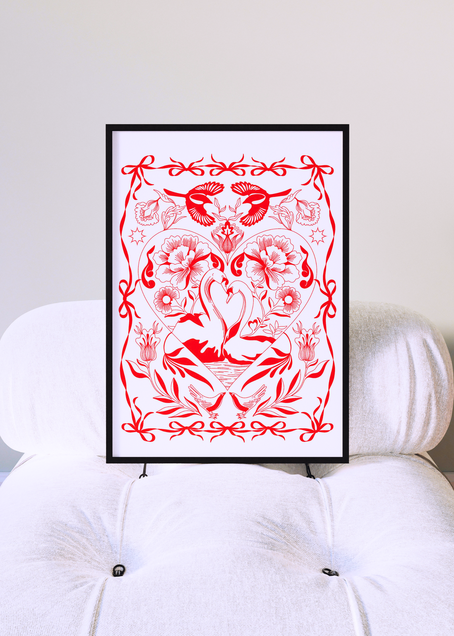 SWANS IN LOVE art print