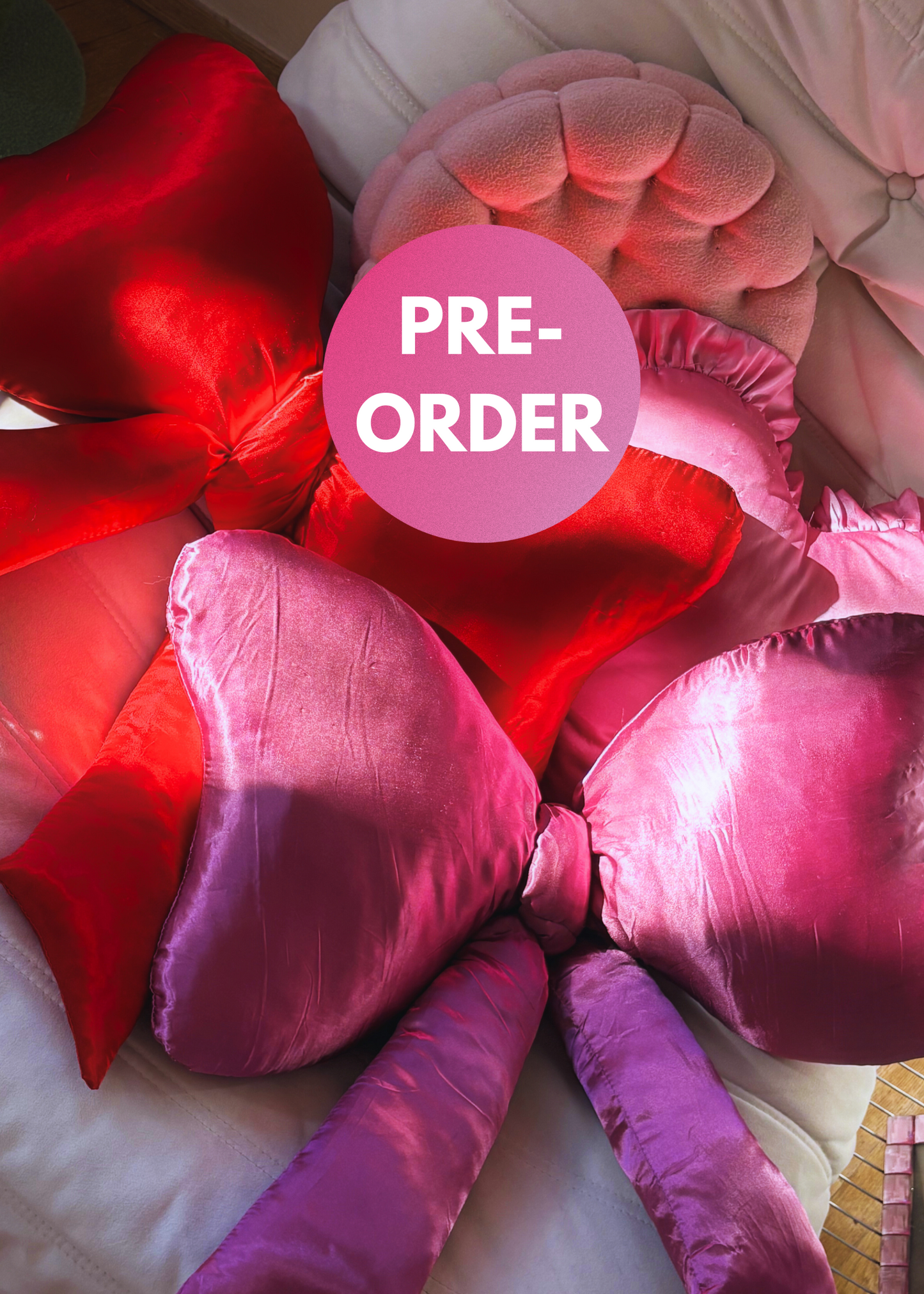 PREORDER PINK SATIN BOW PILLOW