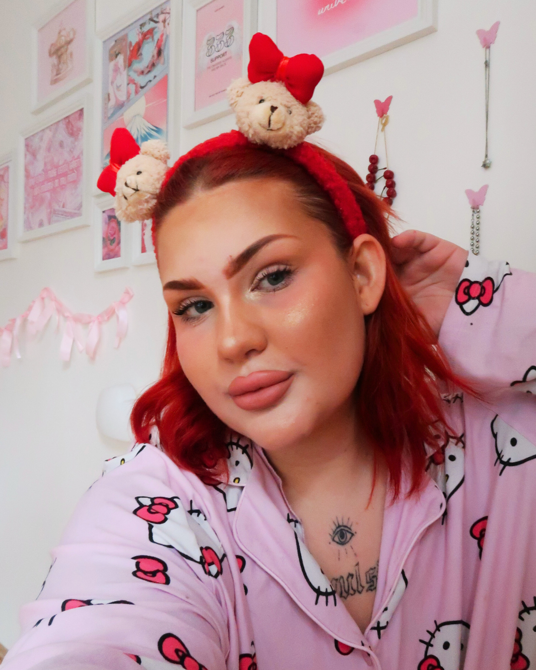 CUTE BEARS WITH RED BOWS HEADBAND