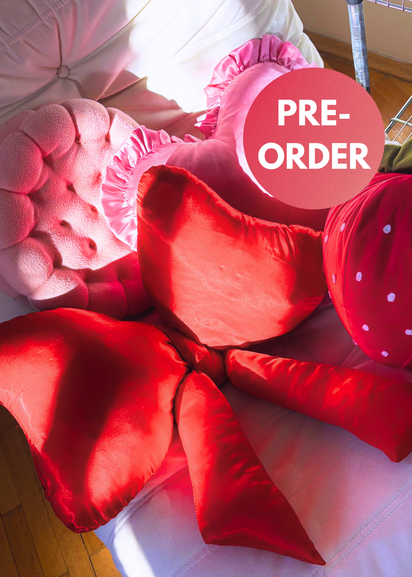 PREORDER RED SATIN BOW PILLOW