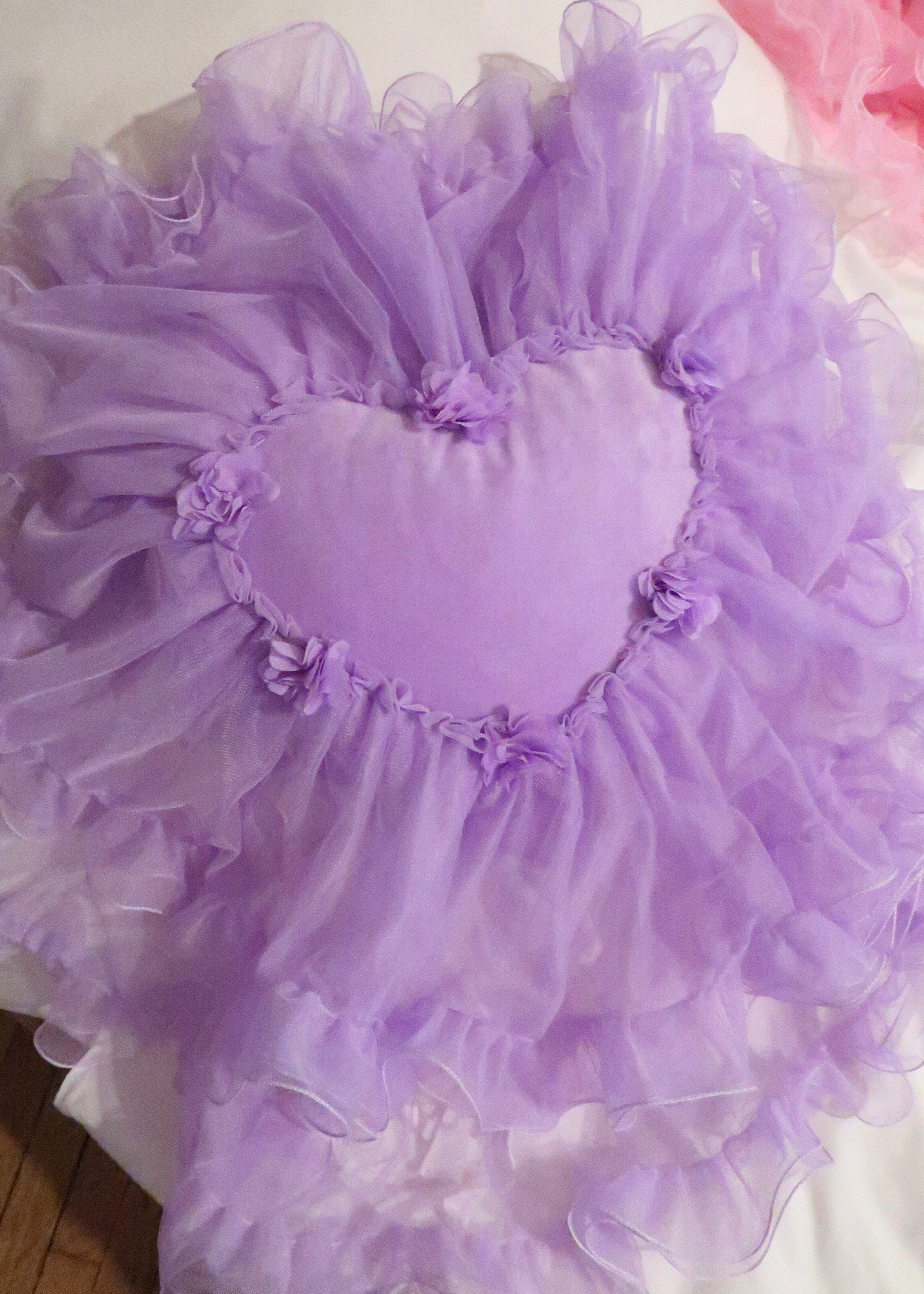 LILAC HEART PILLOW WITH A SKIRT