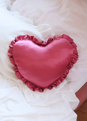 PINK SATIN HEART PILLOW