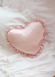 LIGHT BEIGE SATIN HEART PILLOW