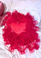 HOT BERRY HEART PILLOW WITH A SKIRT