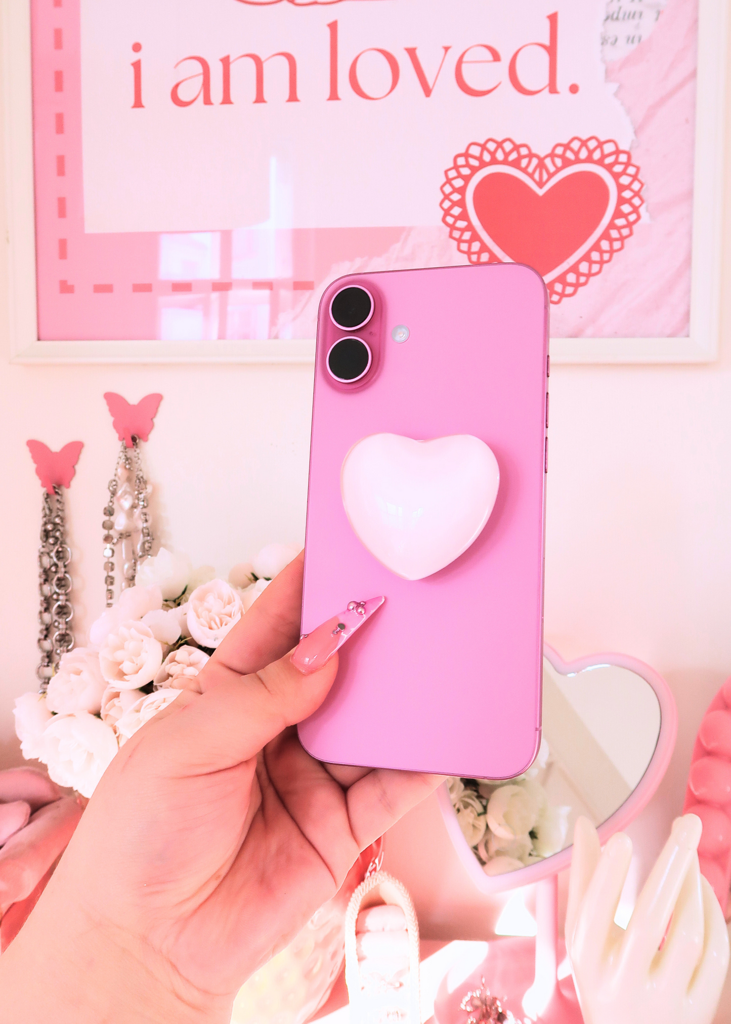 LIGHT PINK HEART POP SOCKET