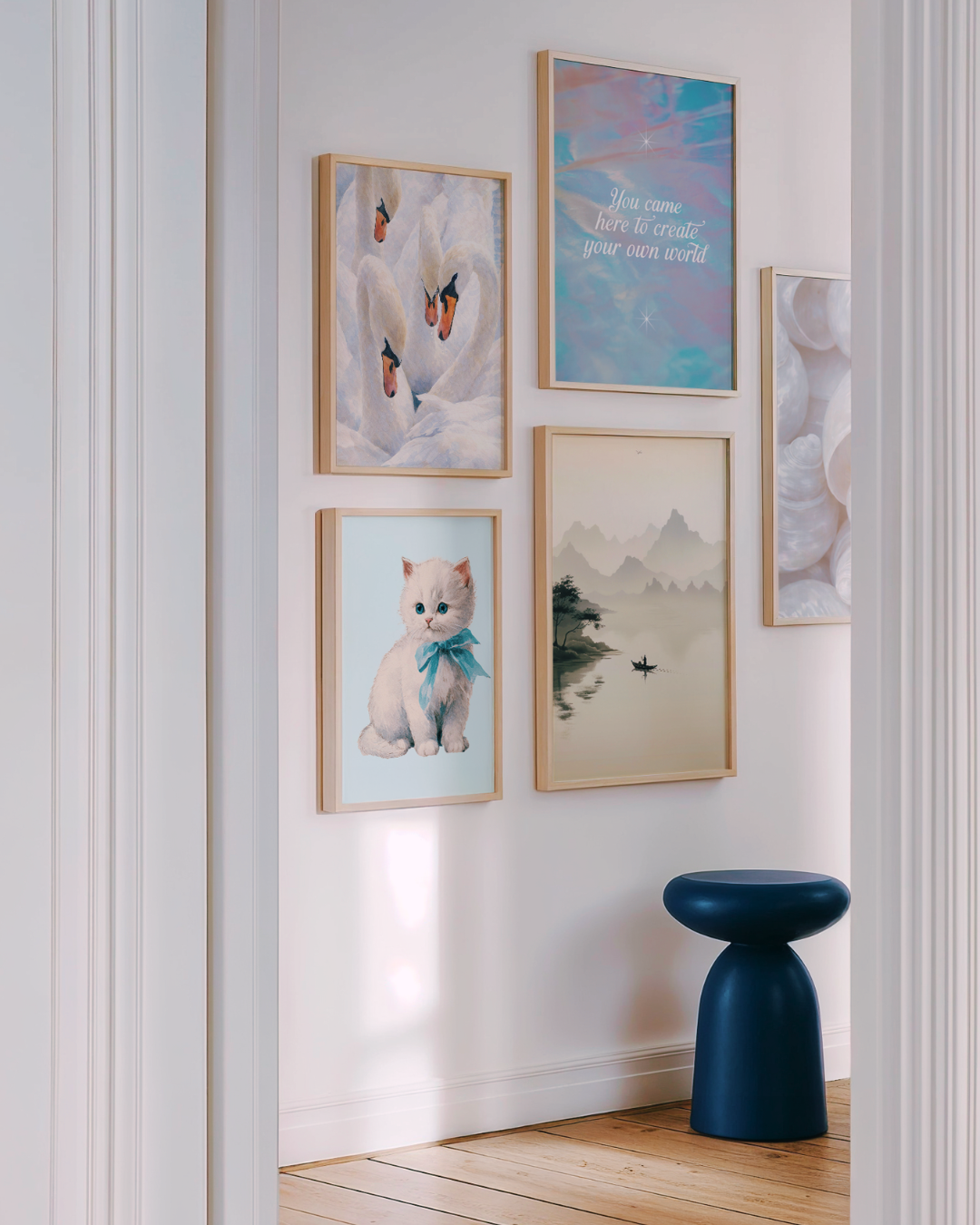 COQUETTE KITTY in blue art print