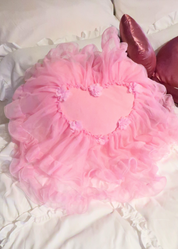 HOT BERRY HEART PILLOW WITH A SKIRT