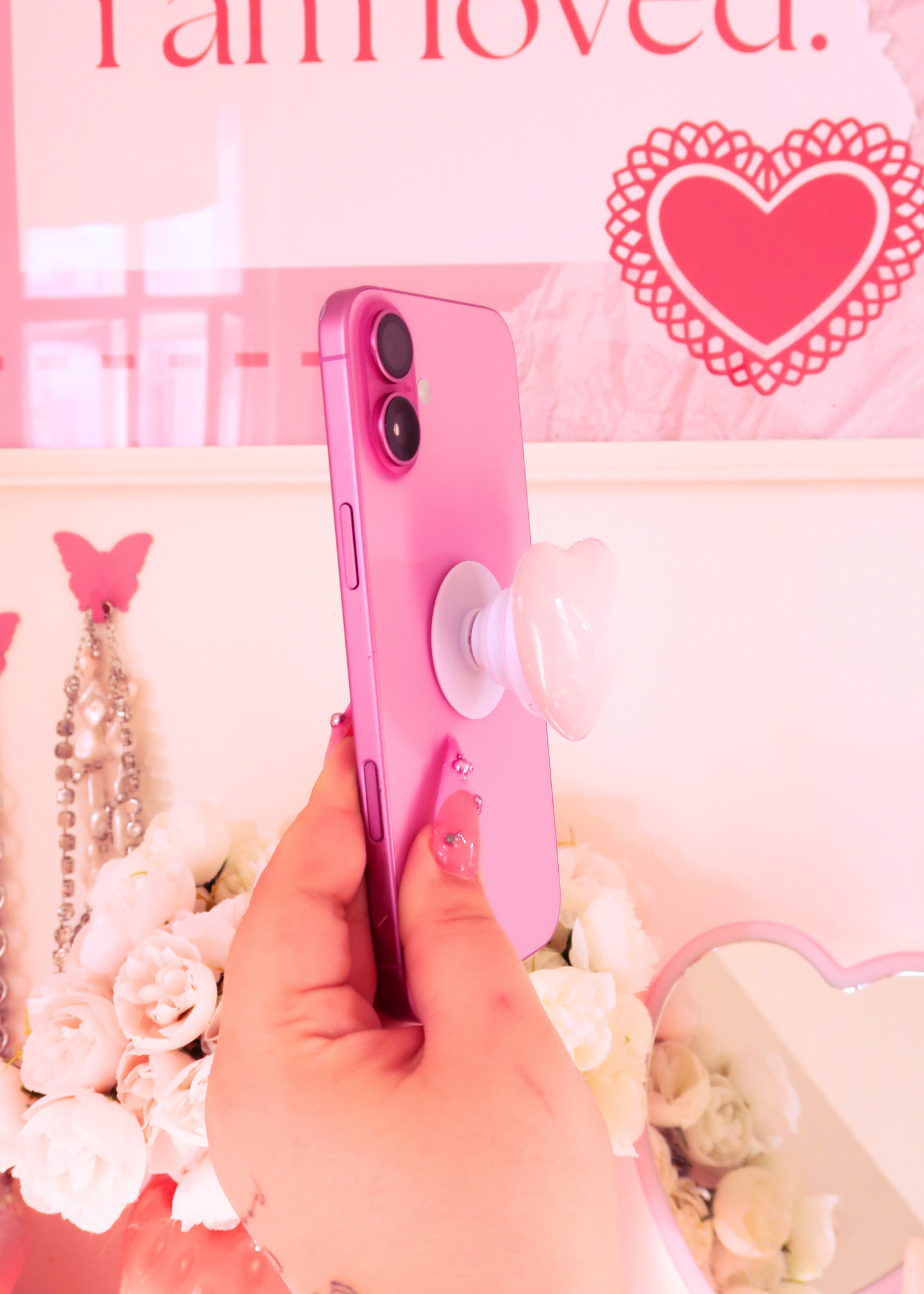 LIGHT PINK HEART POP SOCKET