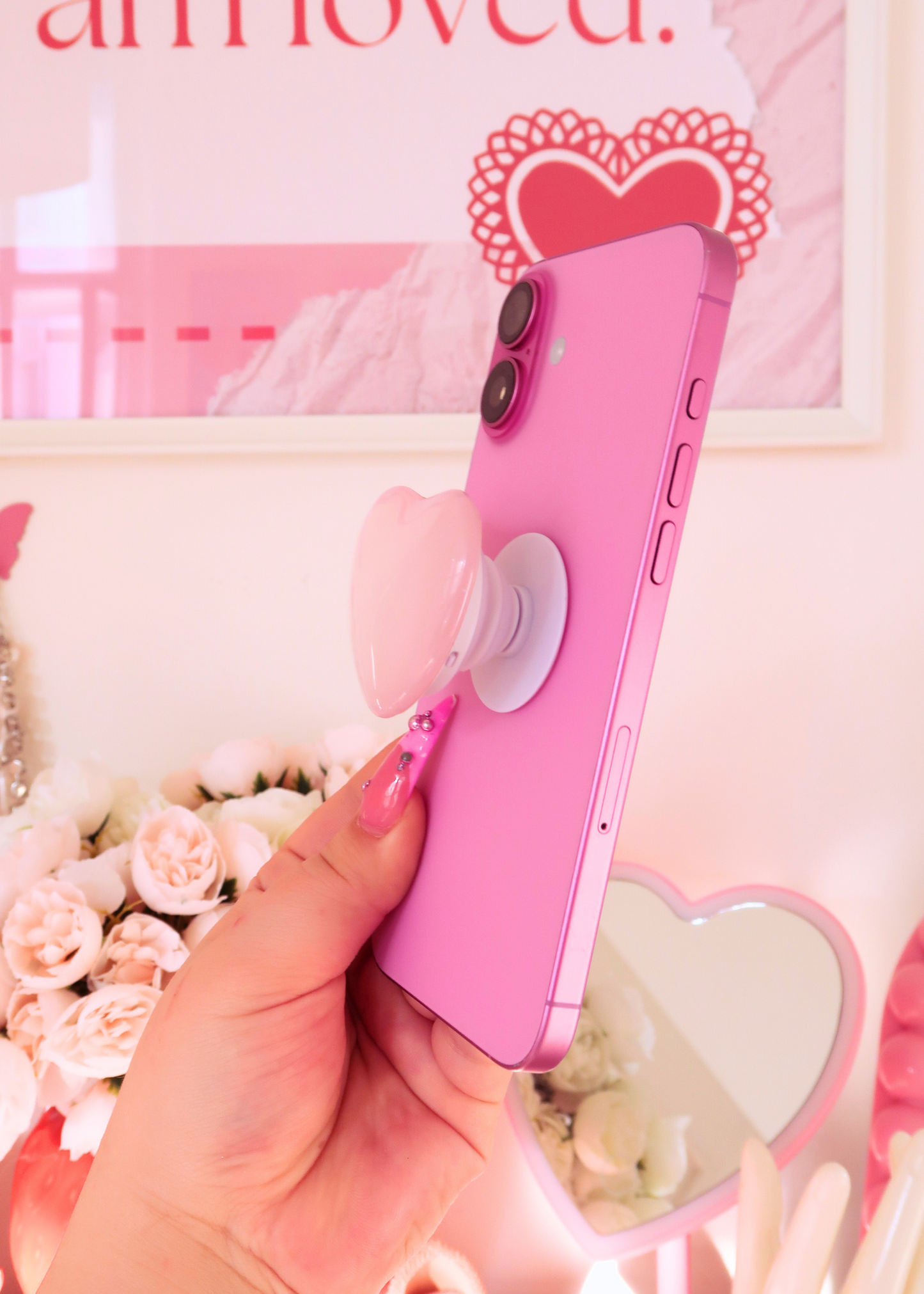 LIGHT PINK HEART POP SOCKET