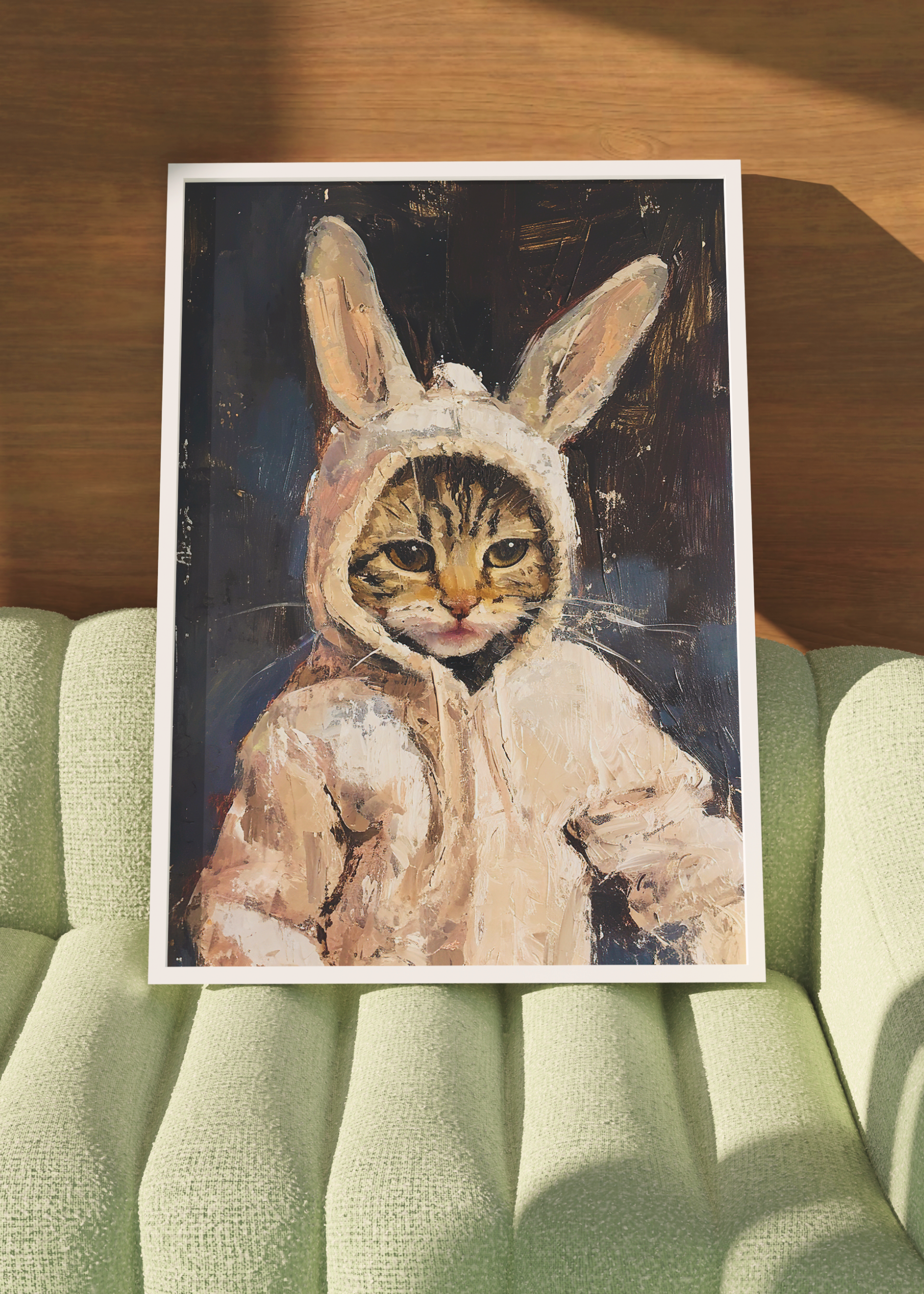 CAT WITH BUNNY EARS art print