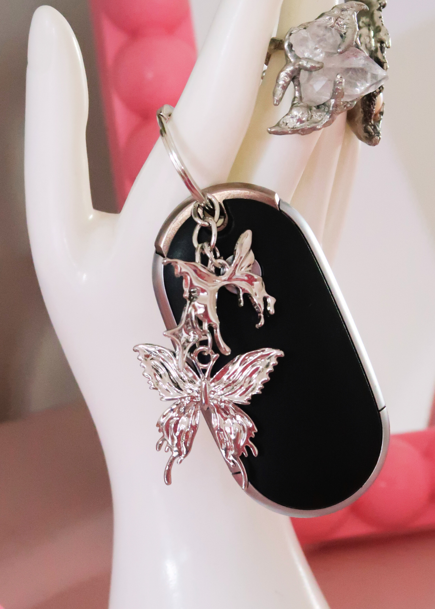 CHROME SILVER BUTTERFLY keychain