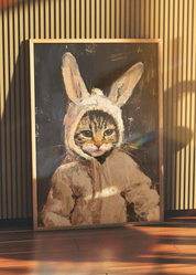 CAT WITH BUNNY EARS art print