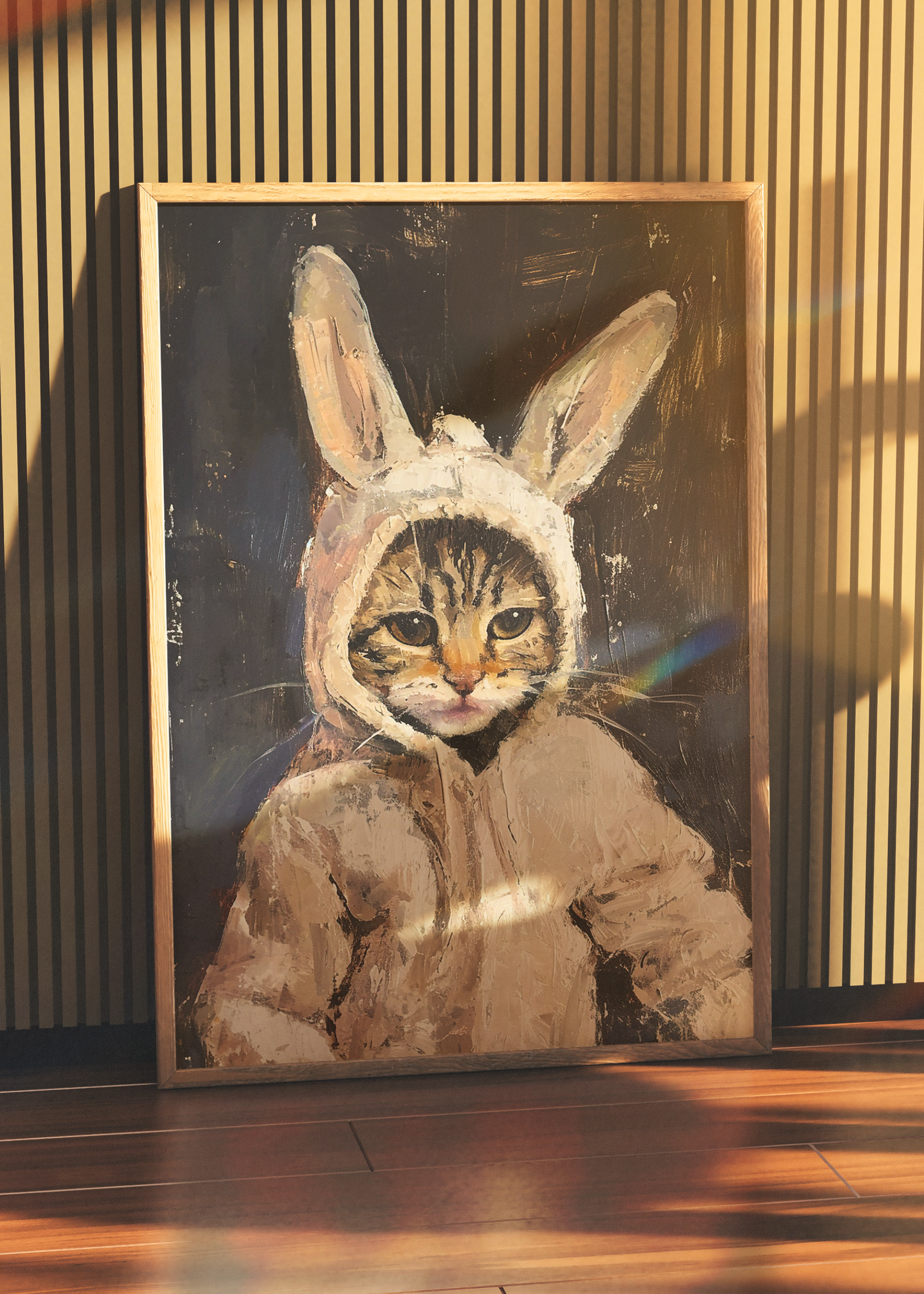 CAT WITH BUNNY EARS art print