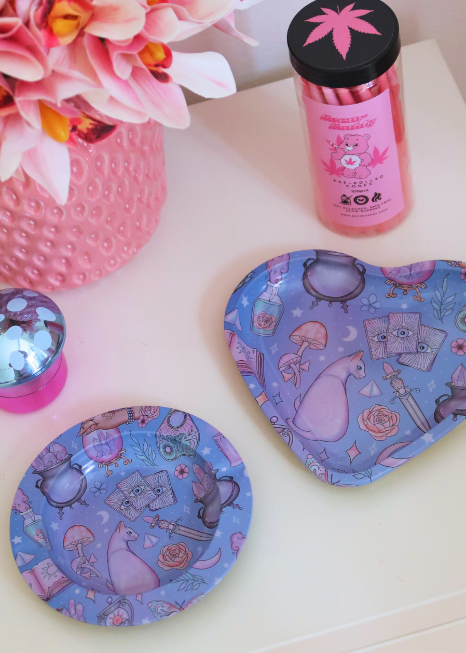 MAGICAL KITTY ROLLING TRAY/ASHTRAY HEART