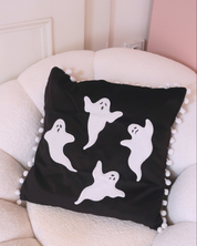BLACK DECORATIVE PILLOW WITH GHOSTS