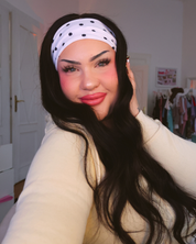 Bílá puntíková látková čelenka