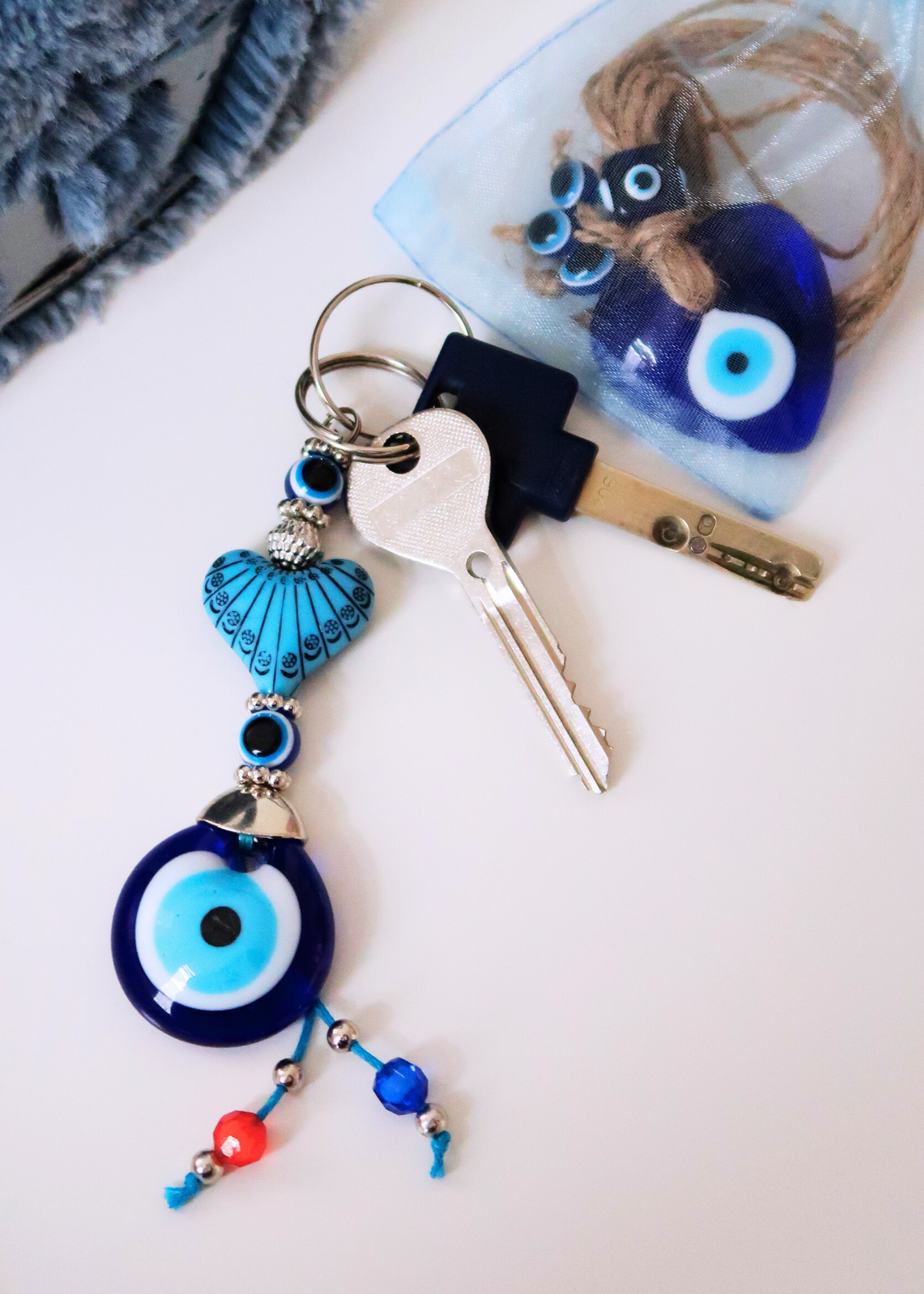 EVIL EYE SMALL BIG HEART CHARM keychain