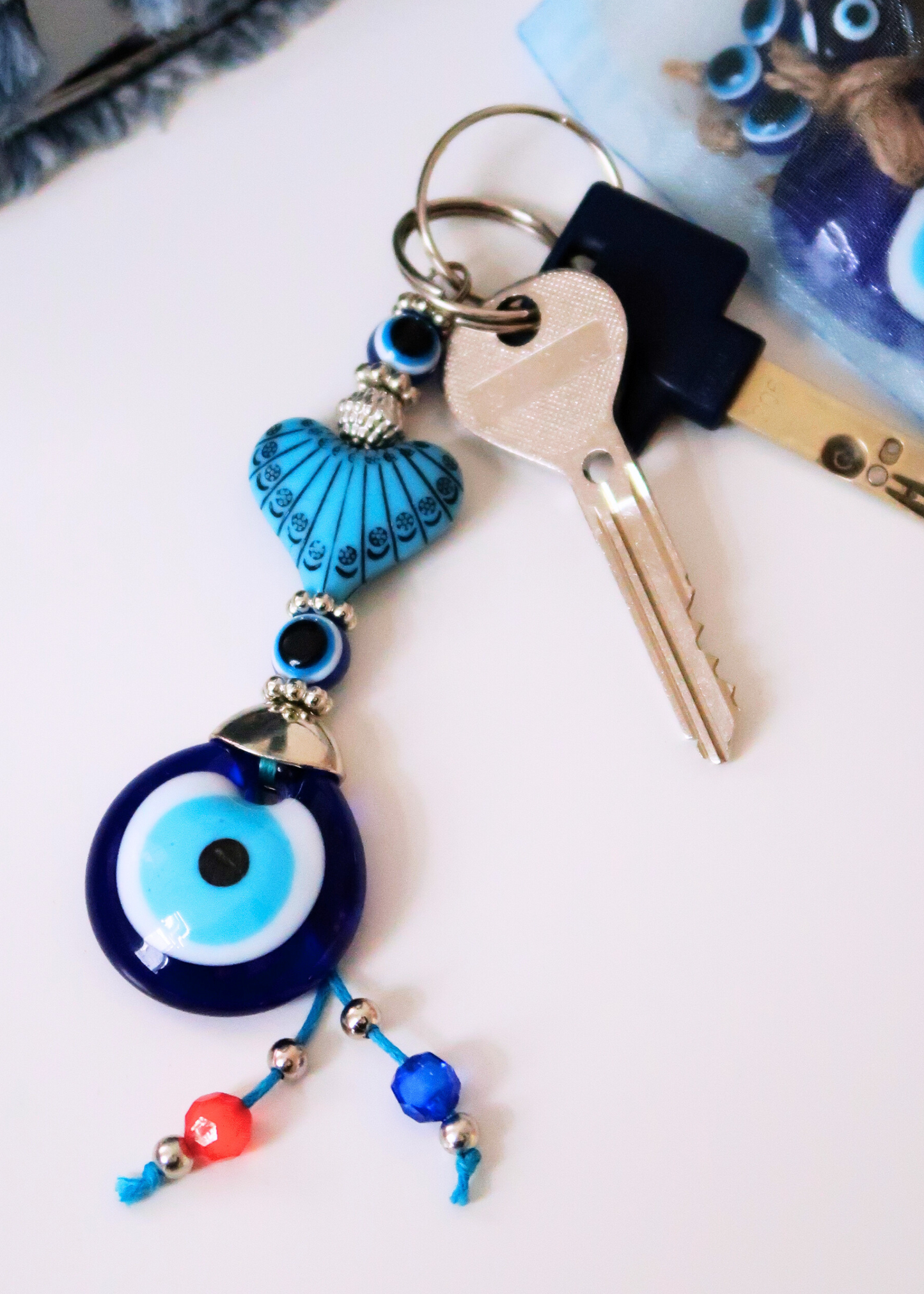 EVIL EYE SMALL BIG HEART CHARM keychain