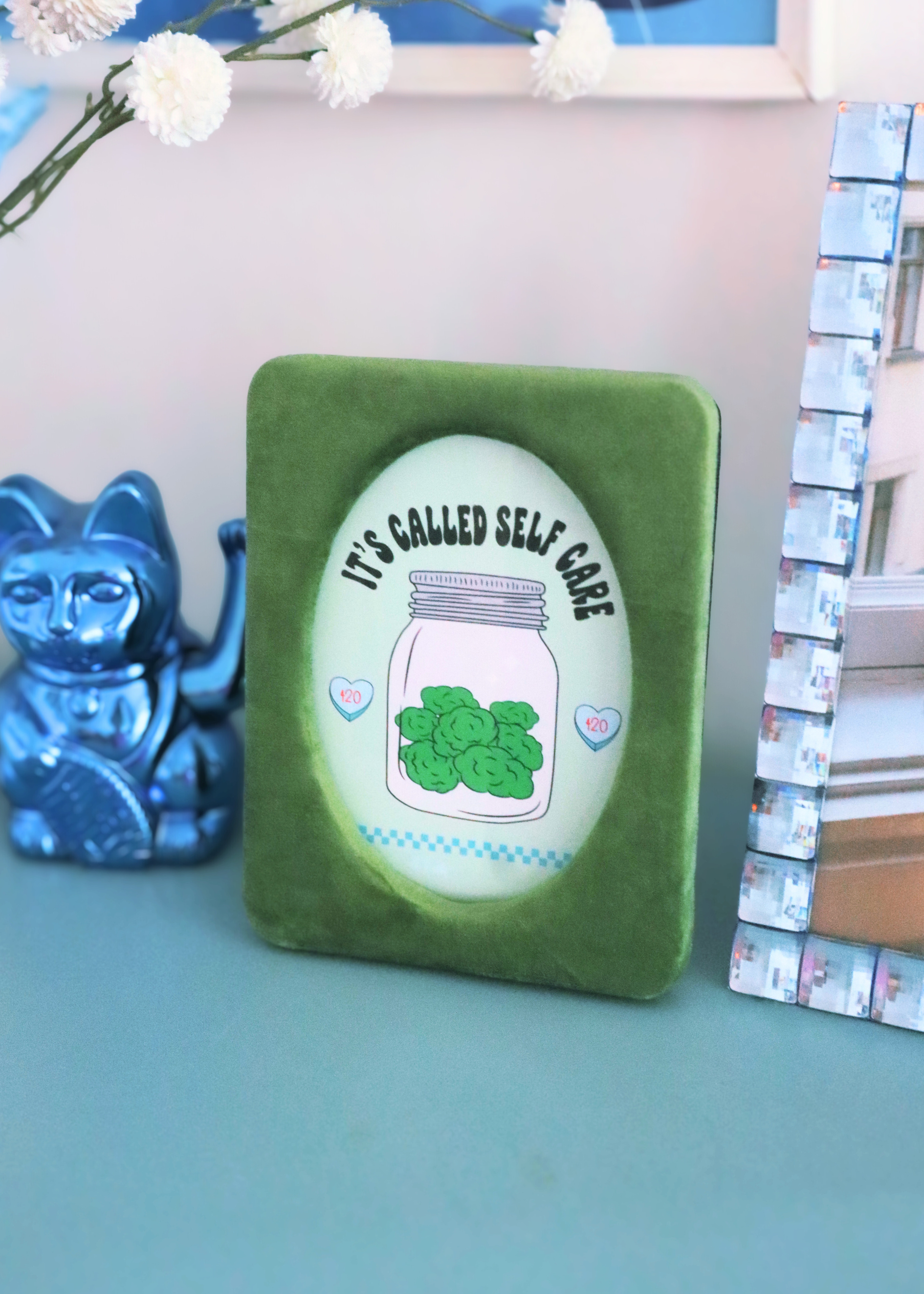 Zelený velvet rámeček 13x18cm