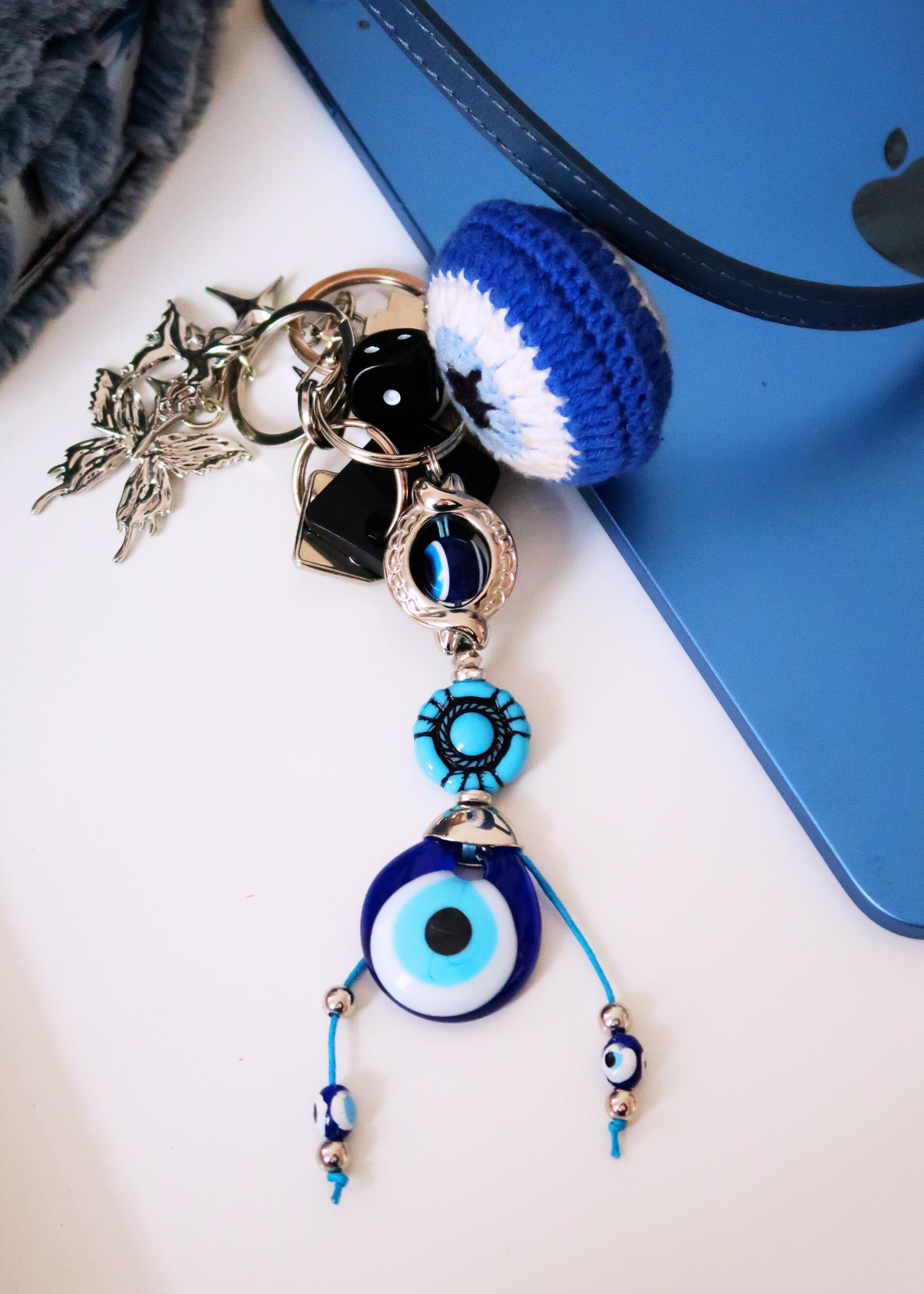 EVIL EYE BLUE TURQUOISE BEAD keychain