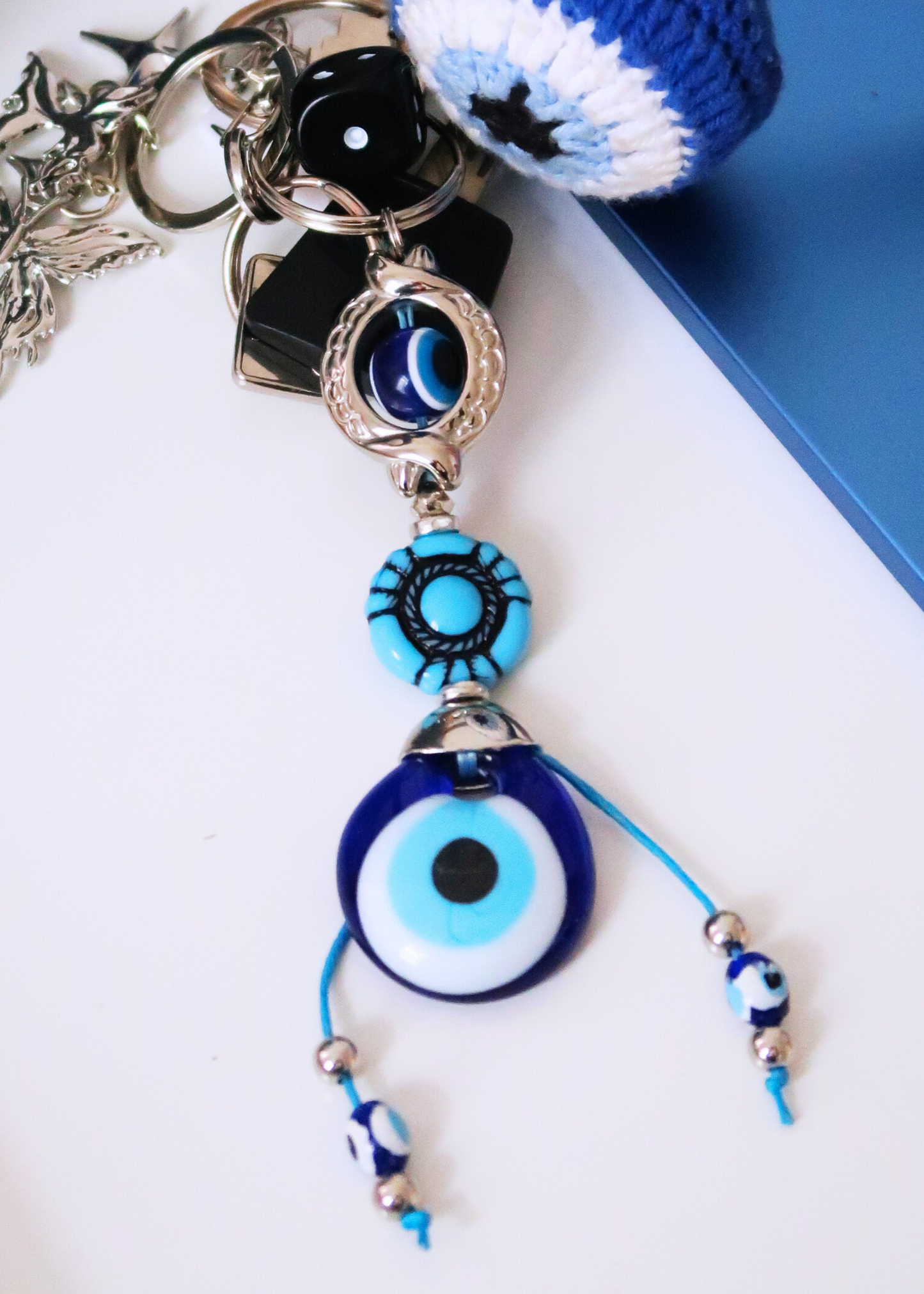 EVIL EYE BLUE TURQUOISE BEAD keychain