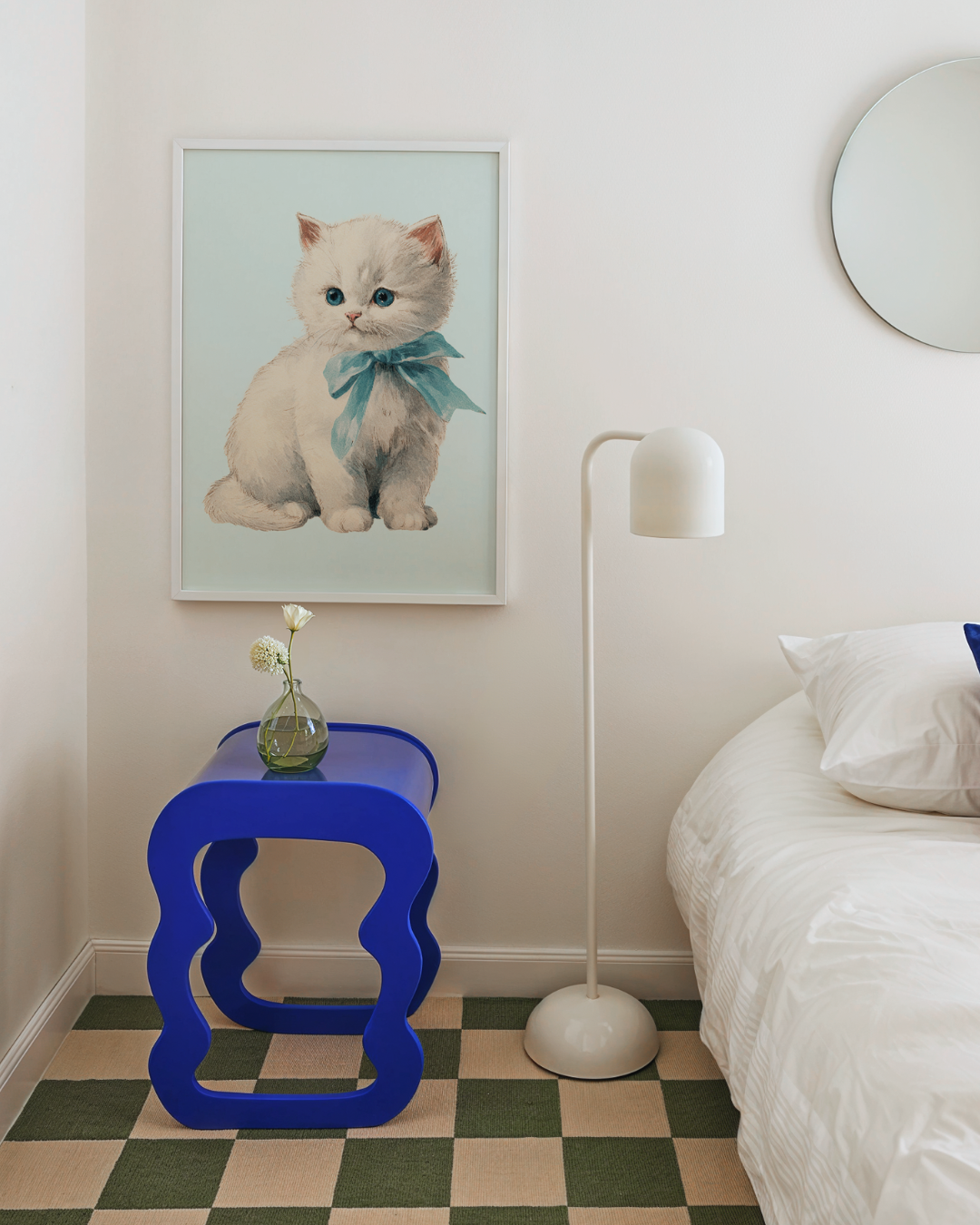 COQUETTE KITTY in blue art print